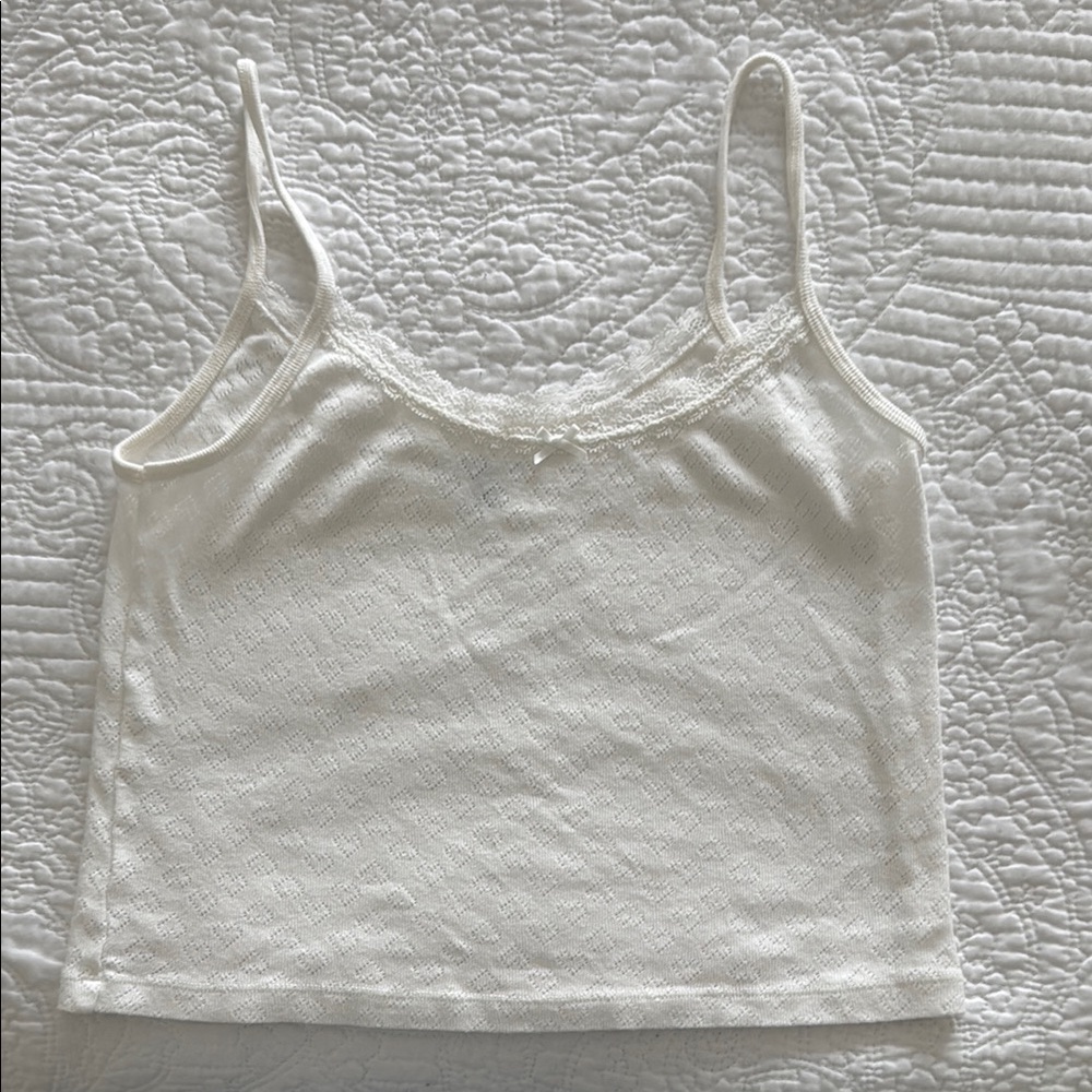 Elegant White Lace Trim Cami Top